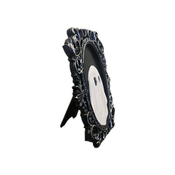 New Ghost Plaque 3D Black Frame Picture Freestanding Tabletop Halloween Decor - Picture 2 of 4